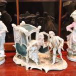Vintage Pair Of Hand Painted Porcelain Figurines And Coach Carriage