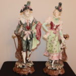 Pair Of Vintage Highly Detailed Majolica Figurine Vases