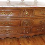Vintage Louis XV 9 Drawer Dresser With Pink Veined Marble Top
