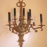 Vintage Pair Of Brass Electrified 6 Arm Sconces