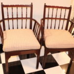 Vintage Regency Style English Spindle Backed Armchairs With Cane Seat