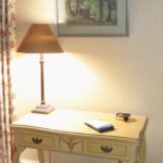 Side Table, Lamp, Ottoman, Framed Painting