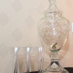 Parisian Style Apothecary Beverage Glass Dispenser With 8 Tiffany & Co Champagne Flutes
