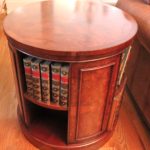 Quality Inlay Wood Round Library Swivel End Table