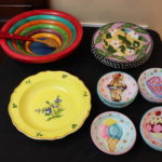 Lot Of Hand Painted Serving Pieces Includes: Tiffany, Droll, Este Ceramiche