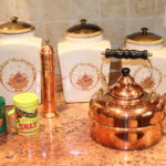 Hand Painted Canister Set With Copper Kitchen Accessories