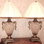  Pair Of Crystal & Heavy Brass Table Lamps  