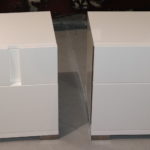 Pair Of White Lacquer & Chromed Metal Night Stands