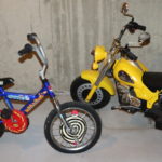 Childs Pikachu Bike With Training Wheels And Peg Perego Battery Powered Yellow Motorcycle
