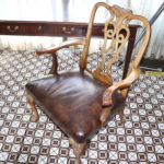 Leather Chippendale Style Armchair