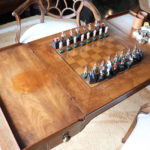 Vintage High-Quality Knob Creek Inlay Wood Game Table