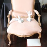 Louis XVI Style Carved Suede Armchair & Accessories
