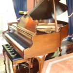 Baldwin Baby Grand Piano With French Style Scrolled Legs & Brass Casters