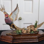 Limited Edition Hand Painted & Signed Hutschenreuther Bisque Pheasant Family “Take Cover”