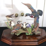 Limited Edition Hand Painted Hutschenreuther Bisque Mallard Family “Proud Parent”