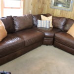 Quality Pottery Barn Roll Arm 3 Piece Leather Sectional, Made In USA