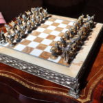 Quality Signed Onyx And Marble Viking Chess Set By Giuseppe Vasari
