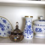 Lot Of Blue And White Decorative China Includes Bavaria Stamped Vase & Bareuther Germany Cake