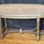 Vintage Carved Louis XVI Style Cane Top Oval Table