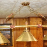 Brass & Agate 3 Brass Shade Pool Table Chandelier