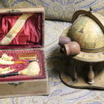Antique Meerschaum Pipe In Carrying Case With Zodiac Globe Pipe Holder With Assorted Pipes
