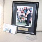 Highland Mint Tiger Woods Autographed Picture With COA & Crystal Golf Paperweight