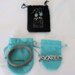 Tiffany & Co. Sterling Bracelet & XXXOOO Pin With Blue Stone And Pearl Earrings