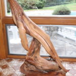 Hand Carved Sperm Whale Wood Carving On Wood Root Base