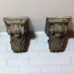 Set Of 6 Vintage Carved Decorative Wood Wall Sconces