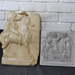 Embossed Cement Square With Embossed Plaster Soldier On Horseback