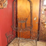 Large Vintage Ornate Metal Wire Garden Rack With Casters Great For Plant Pots And Outdoor Decor