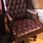 Hancock And Moore Fine Furniture Chesterfield Maroon Chair With Studding On Swivel Base