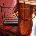 Copper Umbrella Holder With Handle And Decorative Metal Magazine Stand