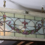 Vintage Stained Glass Window Panel With Fleur De Lis And Floral Detail