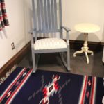 Ethan Allen Tall Rocking Chair With Woven Rug And End Table