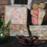 Mixed Lot Includes Vintage Kids Puzzles, Blown Glass Dish, Mexican Doll & Vintage Green Glass Decanter Bot