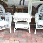 Pair Of Quality Oversized Outdoor Wicker Chairs With Side Table