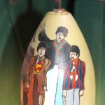 Vintage Folk Art Hand Painted Pendant Light With The Beatles Rock Group
