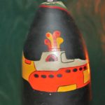 Vintage Folk Art Hand Painted Pendant Light With The Beatles Yellow Submarine