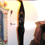 Mid-Century Modern Carved Wood Lamp Women's Figure 38" Tall