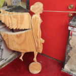 Large Handmade Carved Wood Angel With Horn And Moving Arms Great Lawn Ornament For Christmas