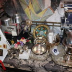 Mixed Lot Of Assorted Pots, Silver Plate, Japanese Tea Kettle, Columbia Weighted Sterling Candlesticks & More