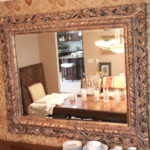 Large Buffet Mantle Wall Mirror With Antiqued Gilded Frame