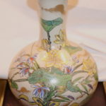 Hand Painted Japanese Vase With Gold Trim