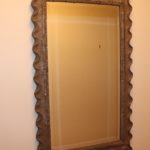 Unique Vintage Scalloped Edged & Ribbed Carved Beveled Wall Mirror