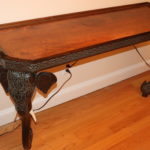 Wood Carved Indian Elephant Trunk Legged Console Table With Intricate Carvings