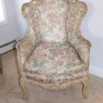 Vintage Wood Carved Frame Shabby Chic Style Occasional Chair