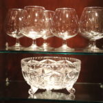Cut Crystal Footed Bowl And 6 Brandy Snifter Glasses
