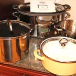 All Clad 6.6L Nonstick Slow Cooker, Chantal Enamel Pot, Stainless Steel Drainer And Pasta Pot