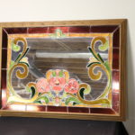 Vintage Bar Mirror With Stained Glass Look Inset